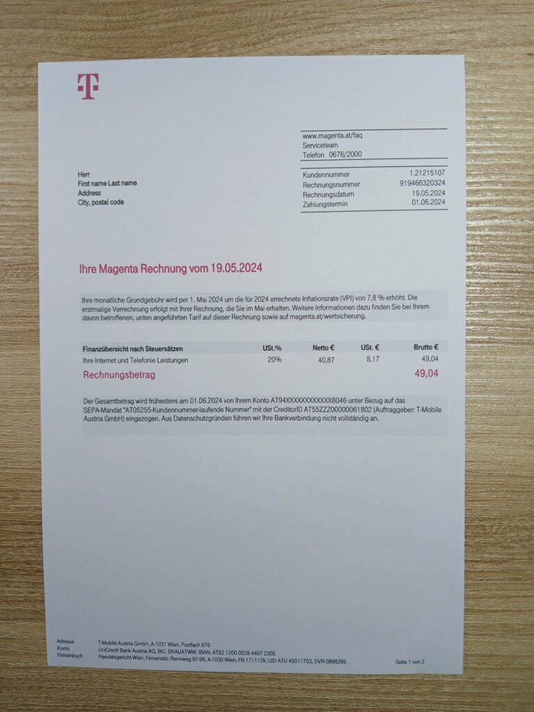 Visual demo of Austria T-Mobile statement in real environment