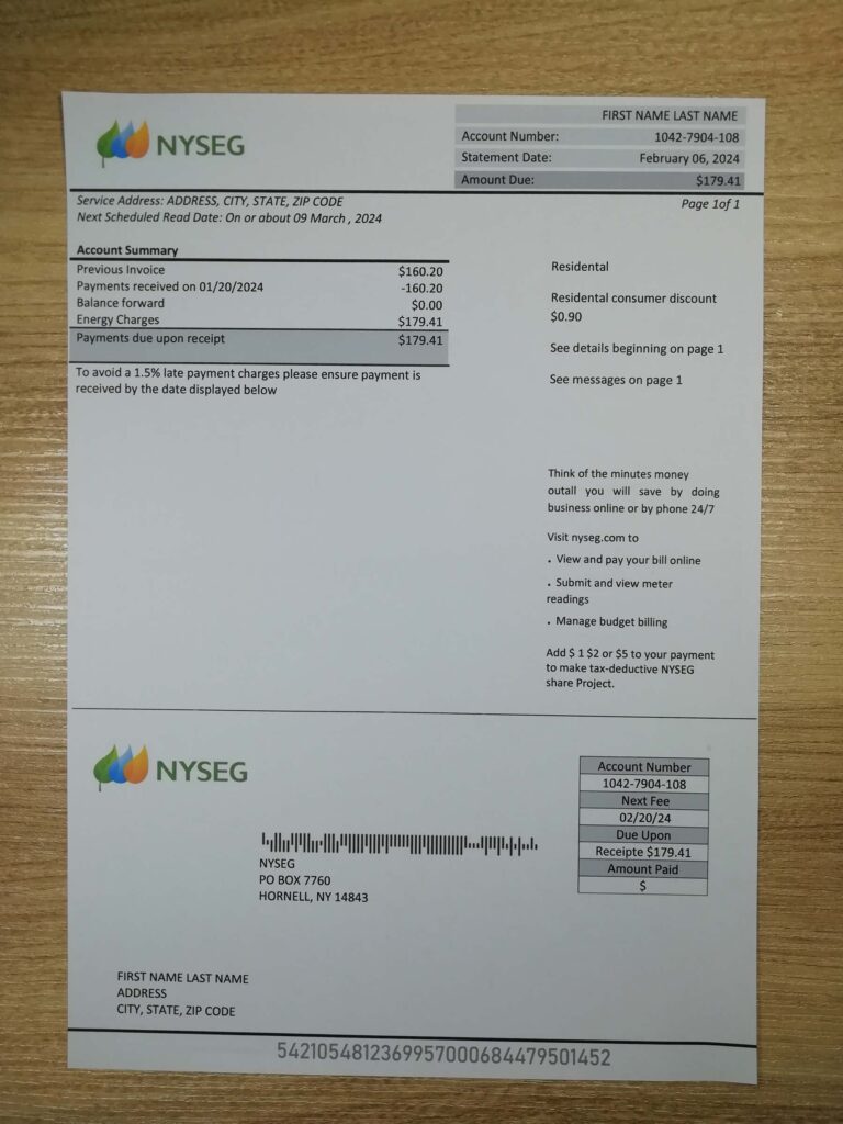 Real photo of New York State Electric and Gas utility template