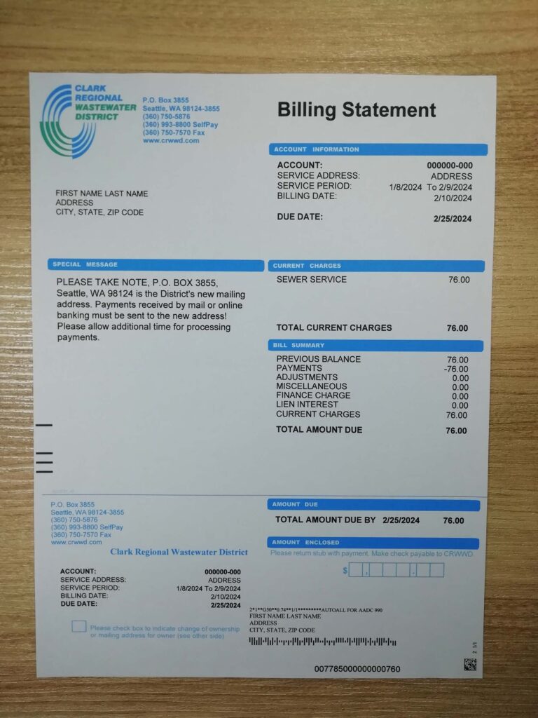 Visual demo of Washington Clark regional wastewater destrict statement in real environment