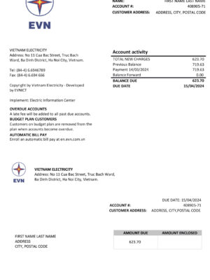 Vietnam EVN A4 utility template – download and edit easily