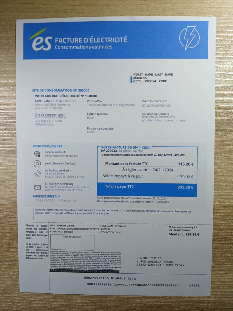 Scanned France ES document as proof of residence