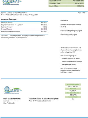 Guatemala INDE A4 utility template – download and edit easily