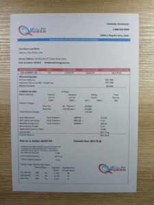 Real photo of Qatar Power bill – physical evidence for residence