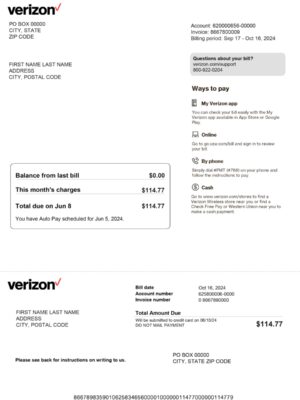 US Verizon A4 utility template – download and edit easily