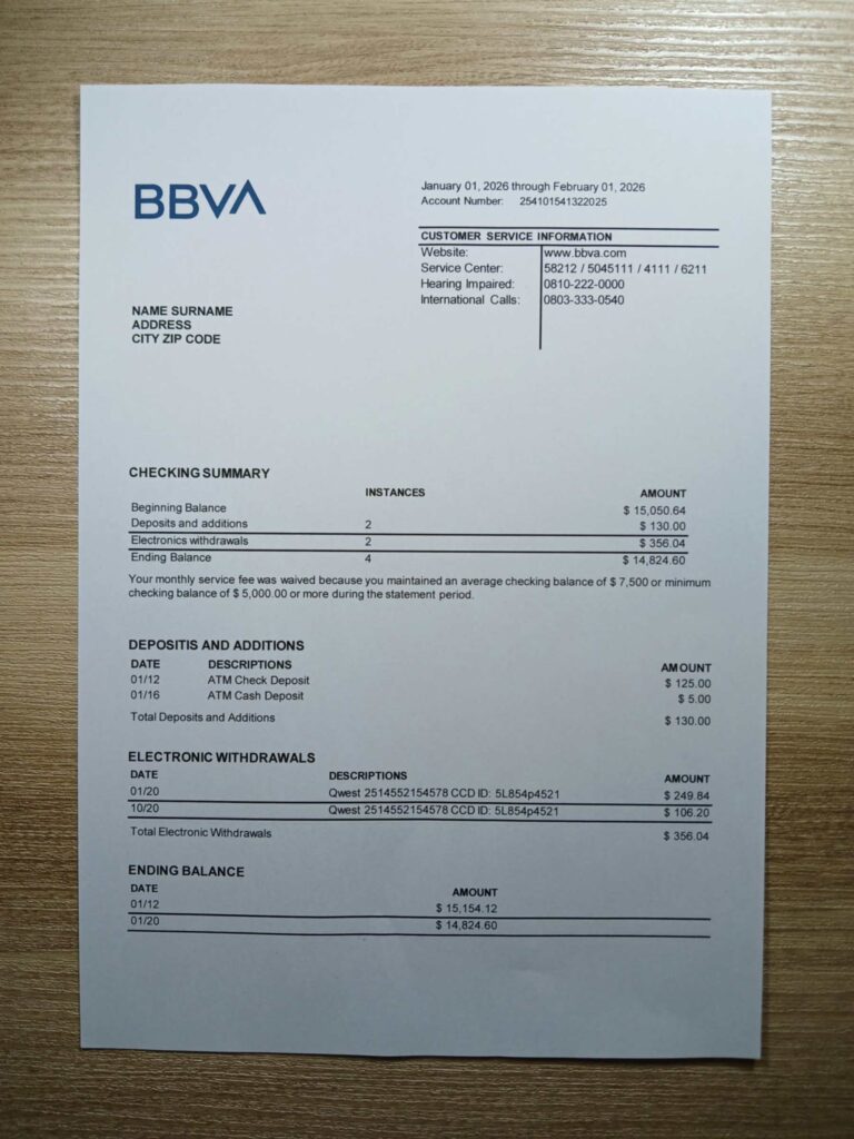 BBAV Bank printed and photographed – address proof from Canada