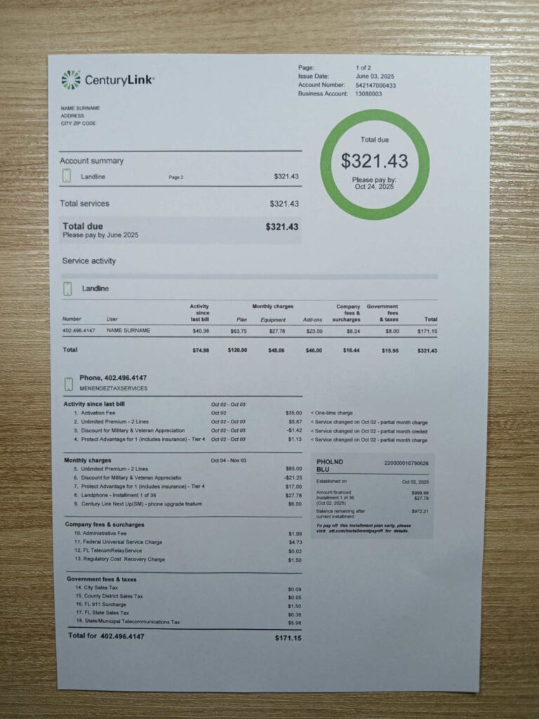 Phone utility template from Washington – 2025 UX simulation