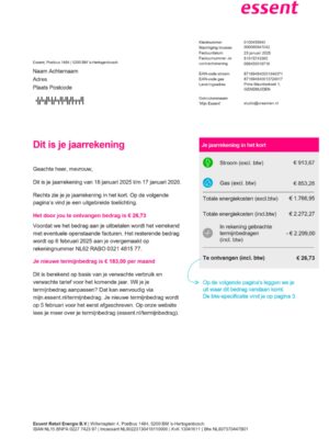 Netherlands Essent A4 utility template – download and edit easily