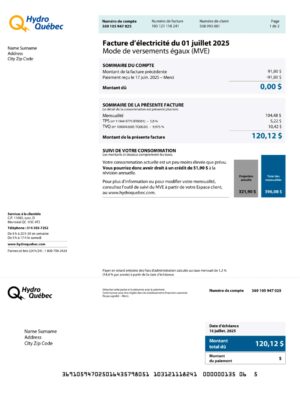 Québec Hydro A4 utility template – download and edit easily