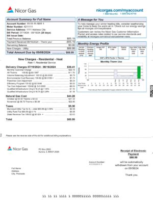 Illinois Nicor gas A4 utility template – download and edit easily