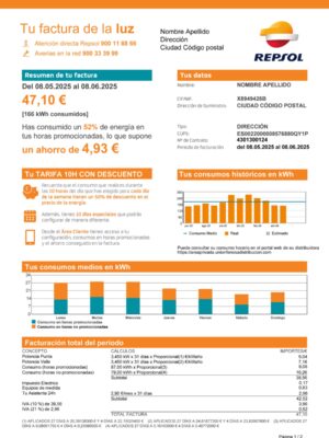 Repsol utility bill from Spain – customizable PDF for address proof