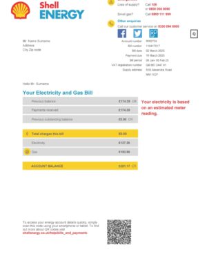 Shell Energy statement from UK – modifiable PDF template