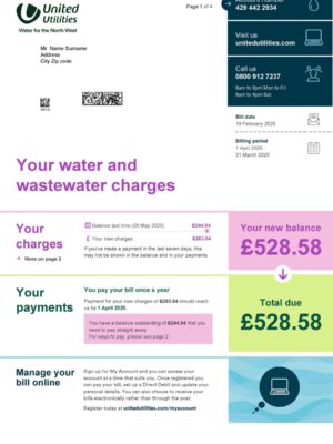 UK United Utilities A4 utility template – download and edit easily