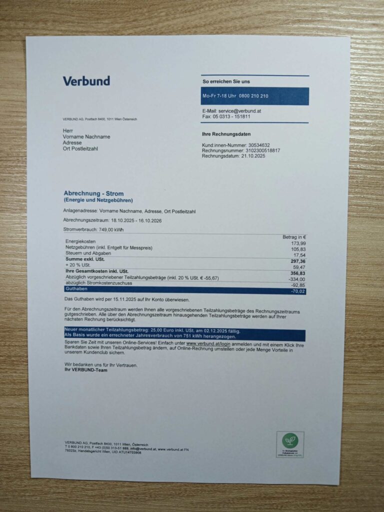 Verified Austria Verbund AG statement – PDF with visual watermark