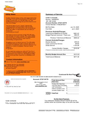 Texas Austin Energy A4 utility template – download and edit easily
