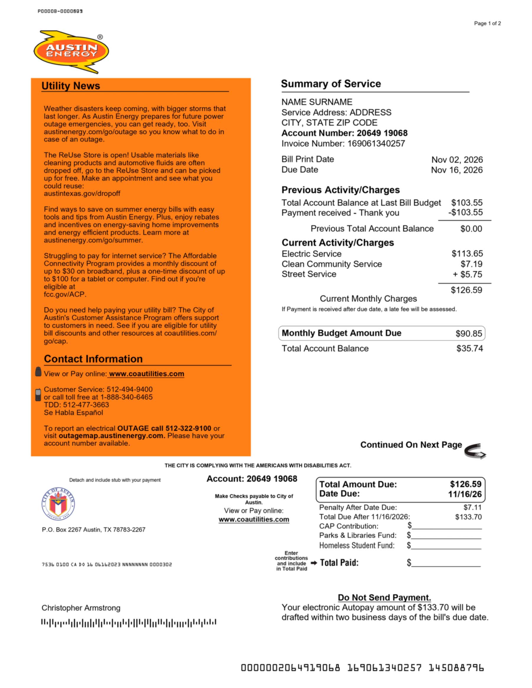 Electricity bill proof of address example