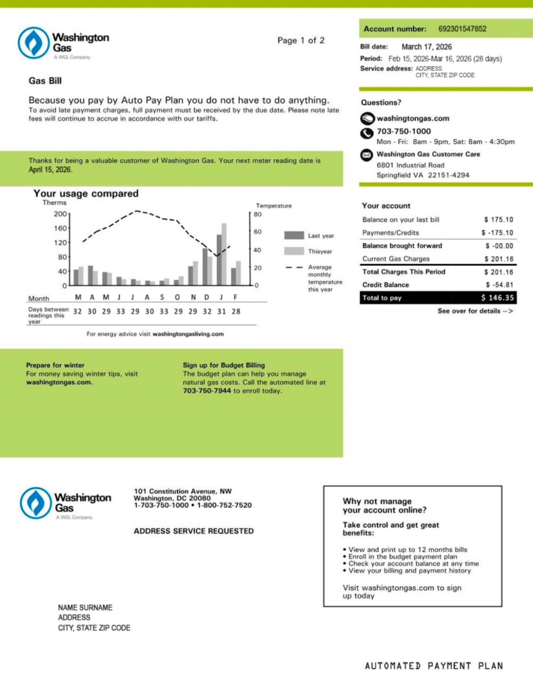 Gas bill template overview